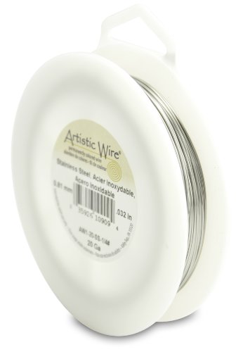 Artistic Wire, 20 Gauge Craft Wire, Stainless, 1/4 Pound (113 Grams) Basteldraht, Shiny Steel