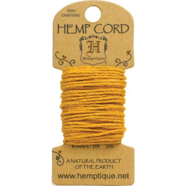 Hemp Cord 20# 20 Feet/Pkg-Gold