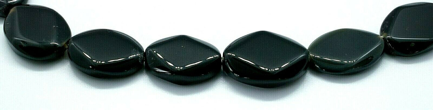 14 x SCHWARZER ONYX OVAL GESCHLIFFEN FLACH 23 x 17 MM EDELSTEINE