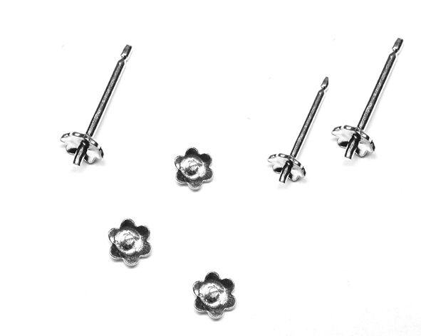 Ohrstecker mit Perlschale 3 mm und Ohrmutter in 925/ Silber (1 Paar)