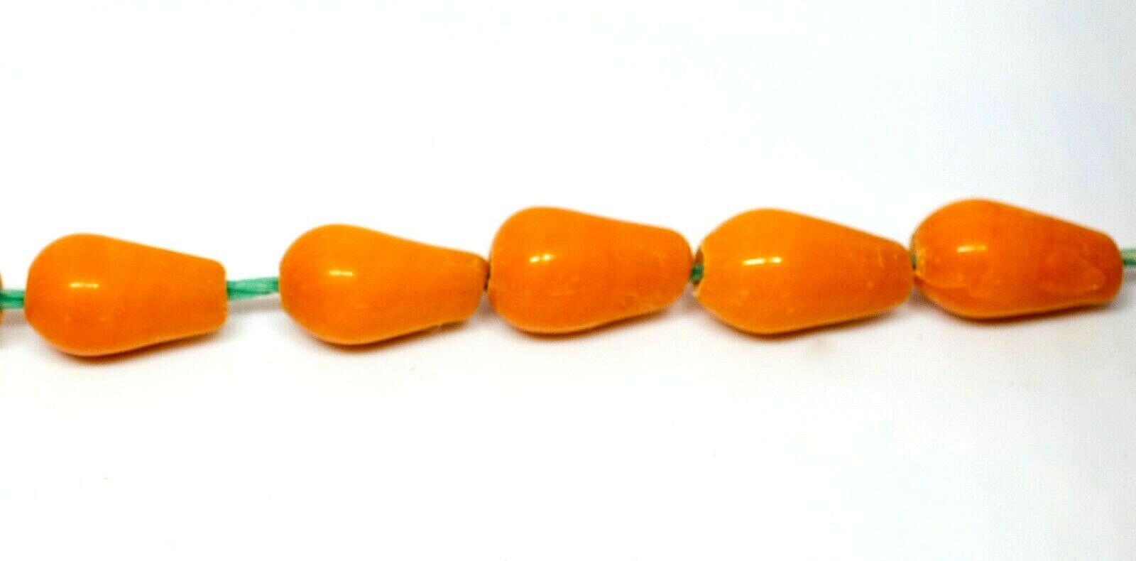 20 Handgearbeitete Orangene Muranoglasperlen - Kegelförmig 14x8 mm