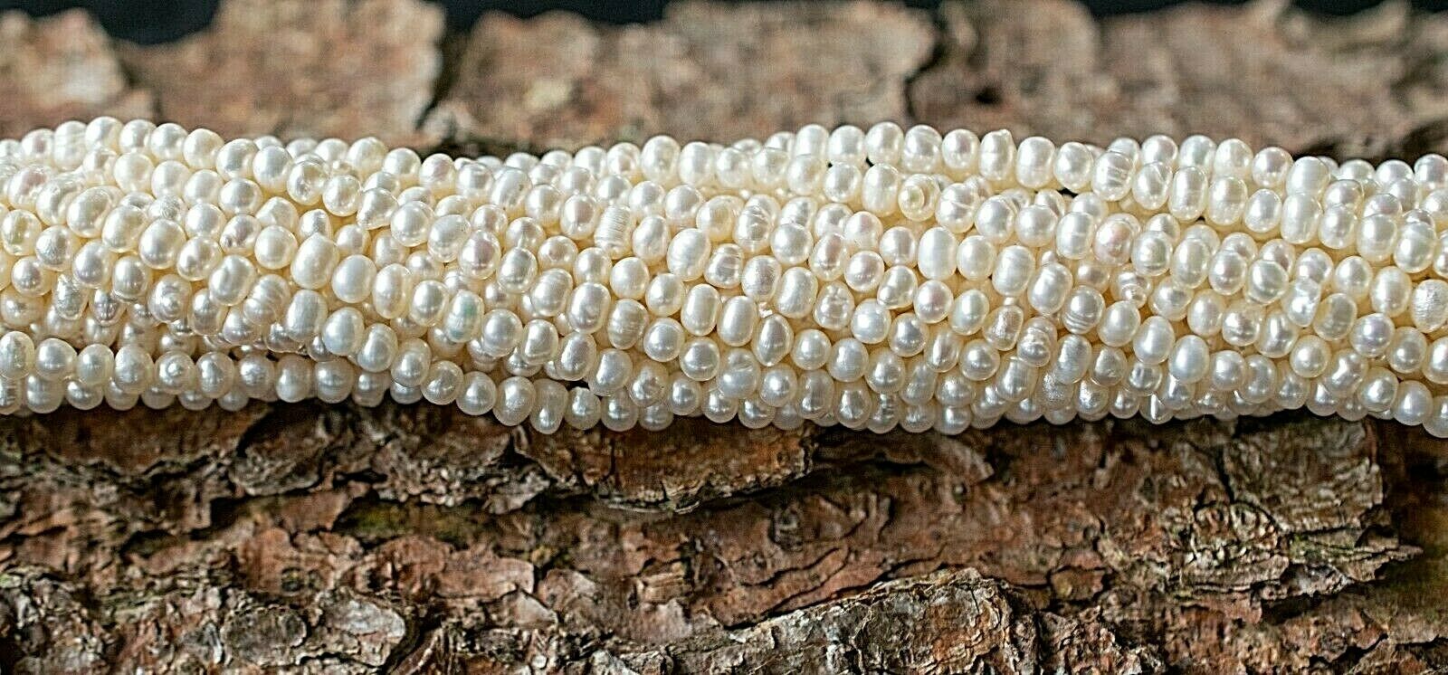 Süsswasserperlenstrang Ø 3-3,5 mm Rundlich Weiss guter Lüster