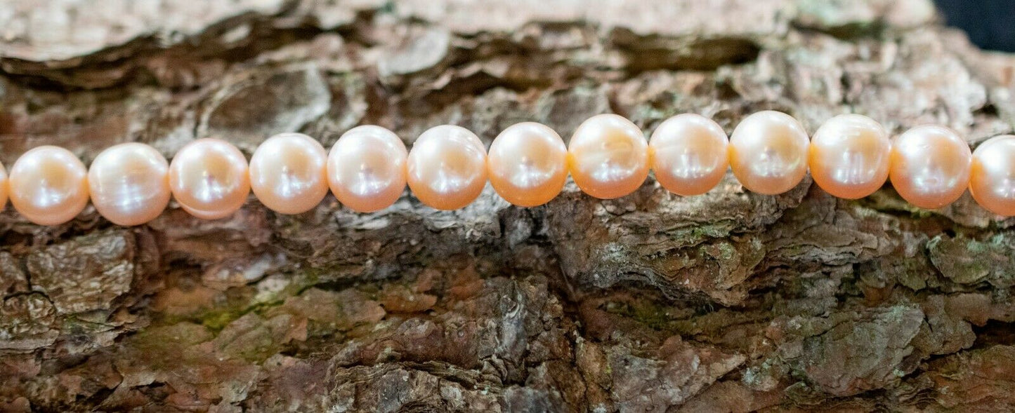 Naturfarbene Lachs-Rosé 11 mm runde ZUCHTPERLEN in AA Qualität Wunderschön!!!