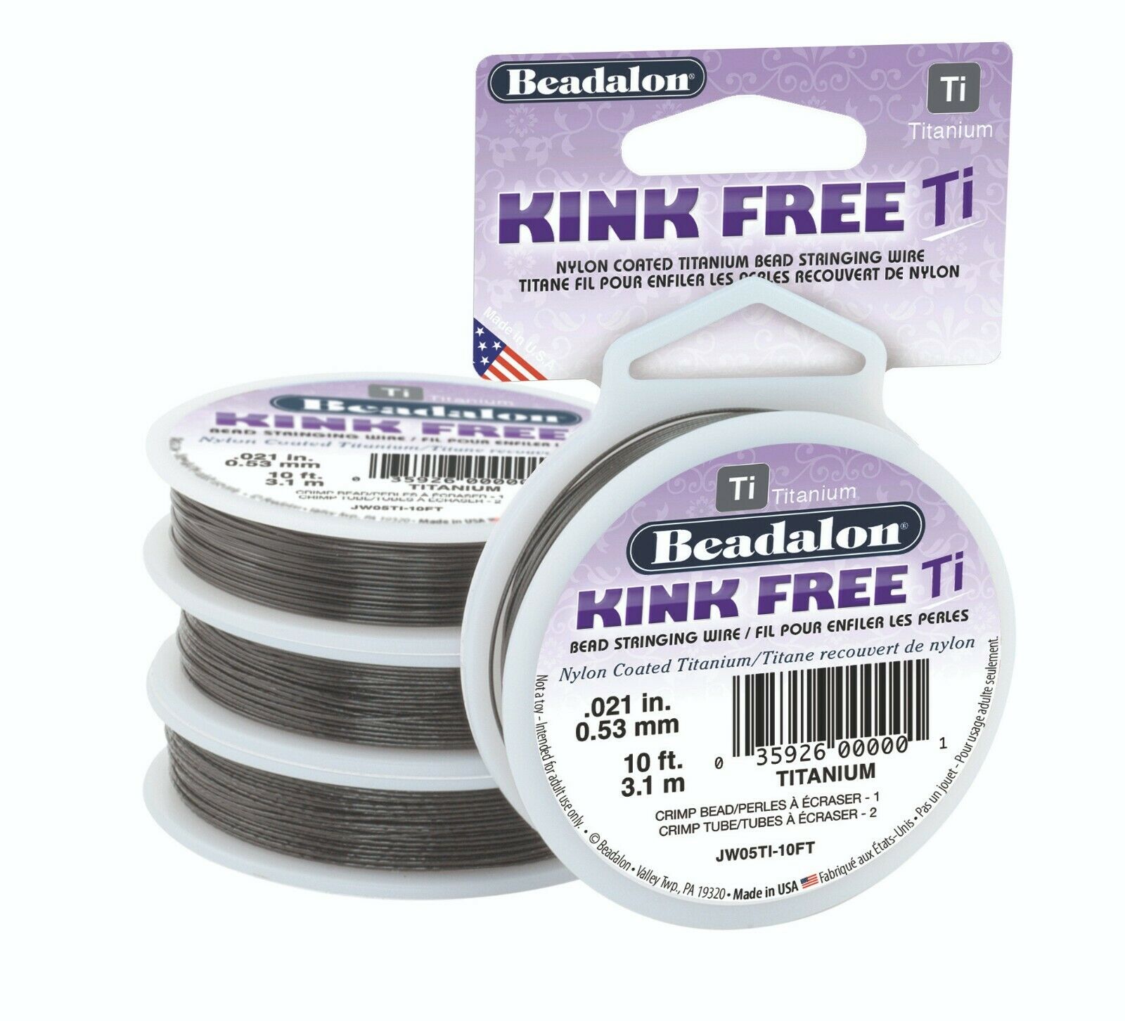 Beadalon Titan Kink Free Knickfrei Schmuckdraht 10ft/ 3,1 m aus USA in 3 Stärken