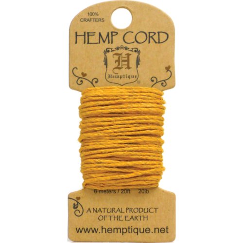 Hemp Cord 20# 20 Feet/Pkg-Gold