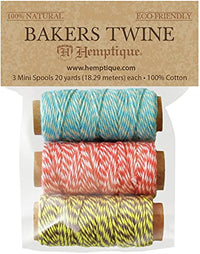 Hemptique Cotton Baker's Twine Mini Spools 2-Ply 3/Pkg-Hula Hoop -BTB3HH