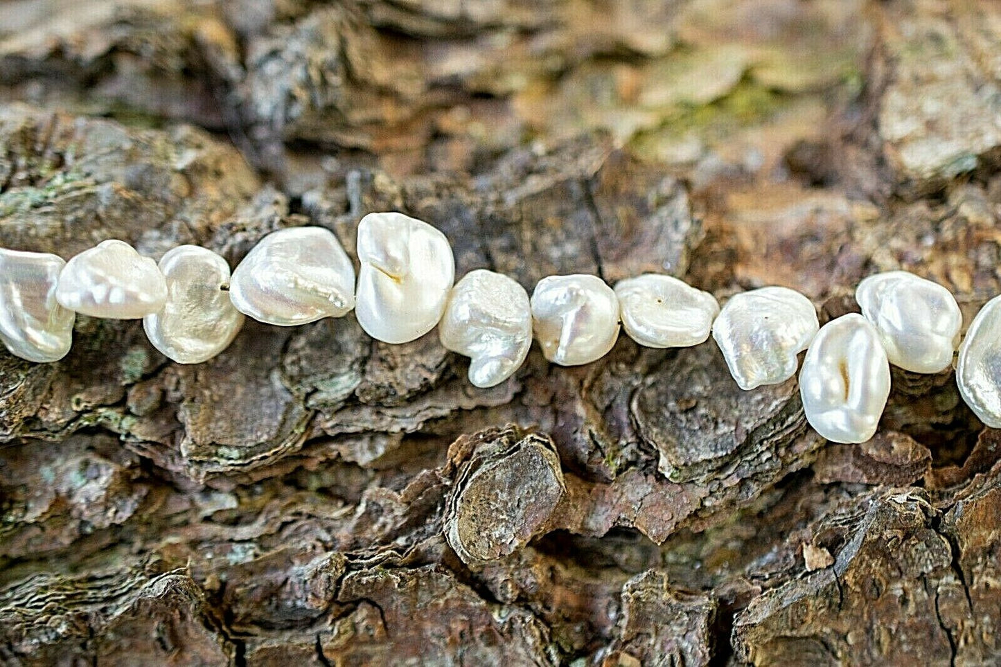 Sehr schöne 8 x 6 mm KESHIPERLENKETTE Natur Weiss AAA Qualität mit hohem Lüster!